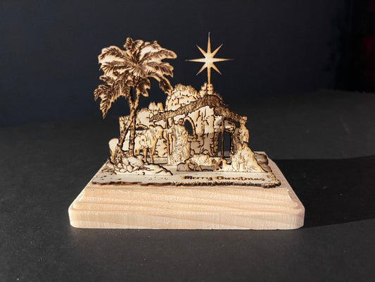 原創手工雷射木雕聖經作品「耶穌誕生」