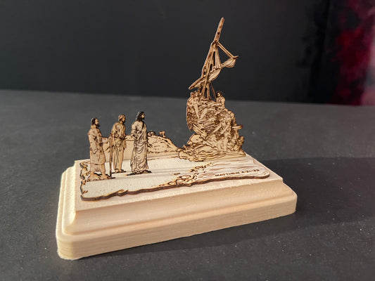 原創手工雷射木雕聖經作品「馬太福音4:21」