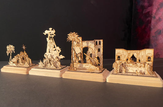 原創手工雷射木雕聖經作品「最後晚餐」「背負十字架」「耶穌顯現」