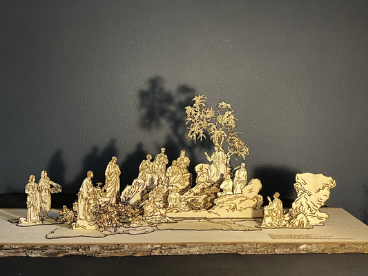 原創手工雷射木雕聖經作品「登山寶訓」